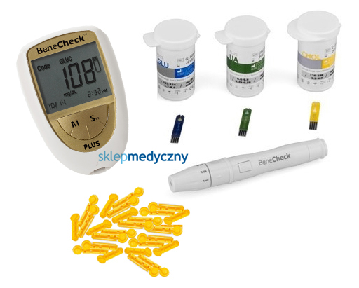 Benecheck plus do pomiaru glukozy, kwasu moczowego i cholesterolu we krwi