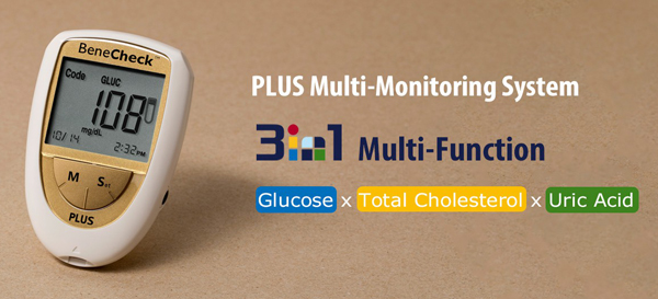 Benecheck plus 3w1 do pomiaru glukozy, kwasu moczowego i cholesterolu we krwi