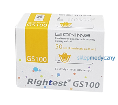 Paski Bionime Rightest GS100 paski do pomiaru glukozy we krwii