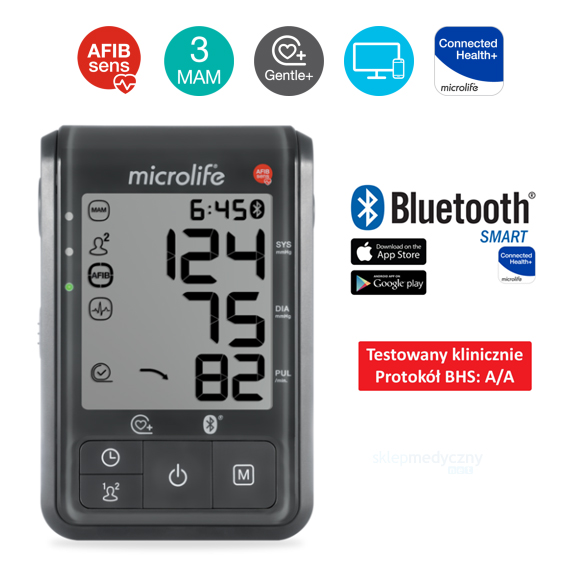 Microlife BP B6 CONNECT BT wykrywa migotanie przedsionków