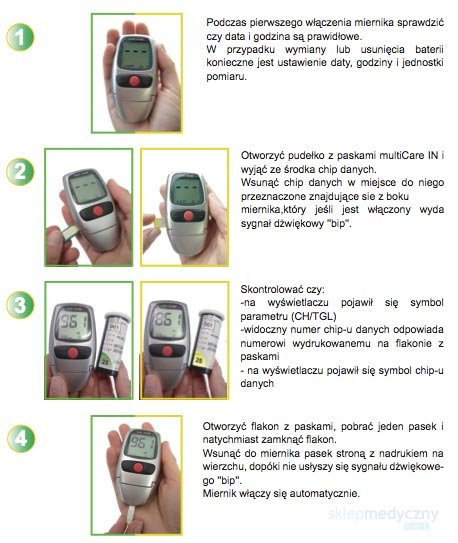 MultiCareIn Urz±dzenie do pomiarów 3 w 1 : glukoza, cholesterol i trójglicerydy